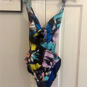 Red Carter Multicolor Abstract Swimsuit